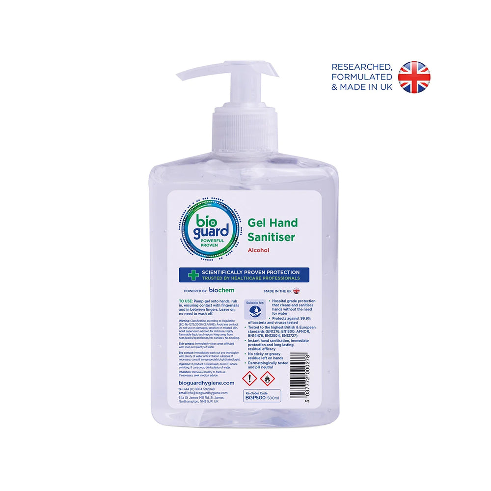 500ml Bioguard Surgical Hand Gel Sanitiser with Pump Dispenser