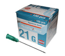 Hypodermic Needle Green 21G x 38mm - Box of 100