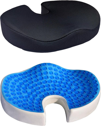 Cooling Gel Seat 100% Memory Foam Cushion - Orthopedic Cushion for Sitting - Coccyx Pain Relief Cushion - Sciatica Pain Relief Cushion - Memory Foam Cushions for Chairs - Black 3D Mesh