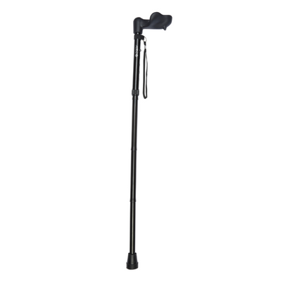 Black Short Anatomical Handle Folding Stick