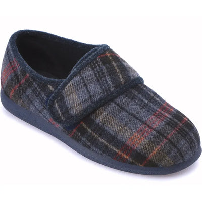 Reggie Slippers - Navy Russet Check - Size 8