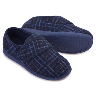 Reggie Slippers - Navy Checker - Size 10