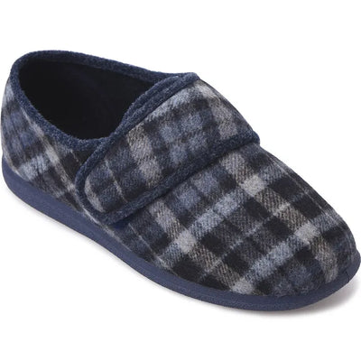 Reggie Slippers - Blue Tartan - Size 9