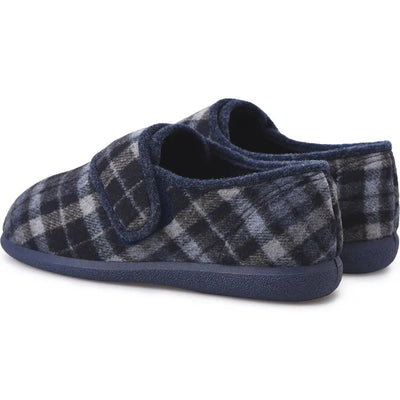 Reggie Slippers - Blue Tartan - Size 9