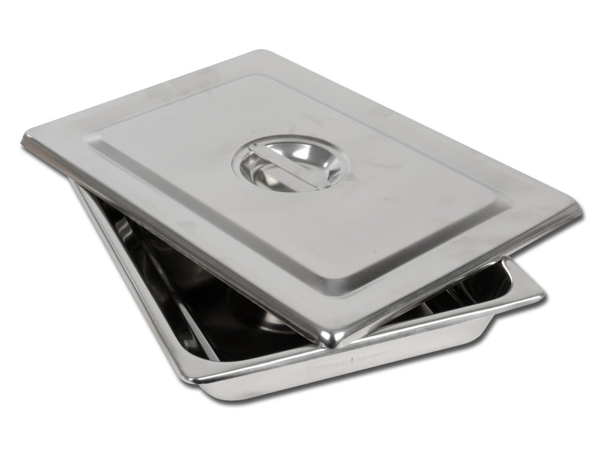 S/S INSTRUMENT TRAY WITH LID - (355 x 254 x 50 mm)